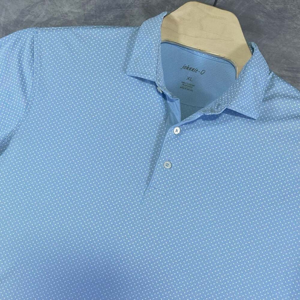 Johnnie-O Performance Polo Size XL Blue Micro Print Short Sleeve Golf Shirt
